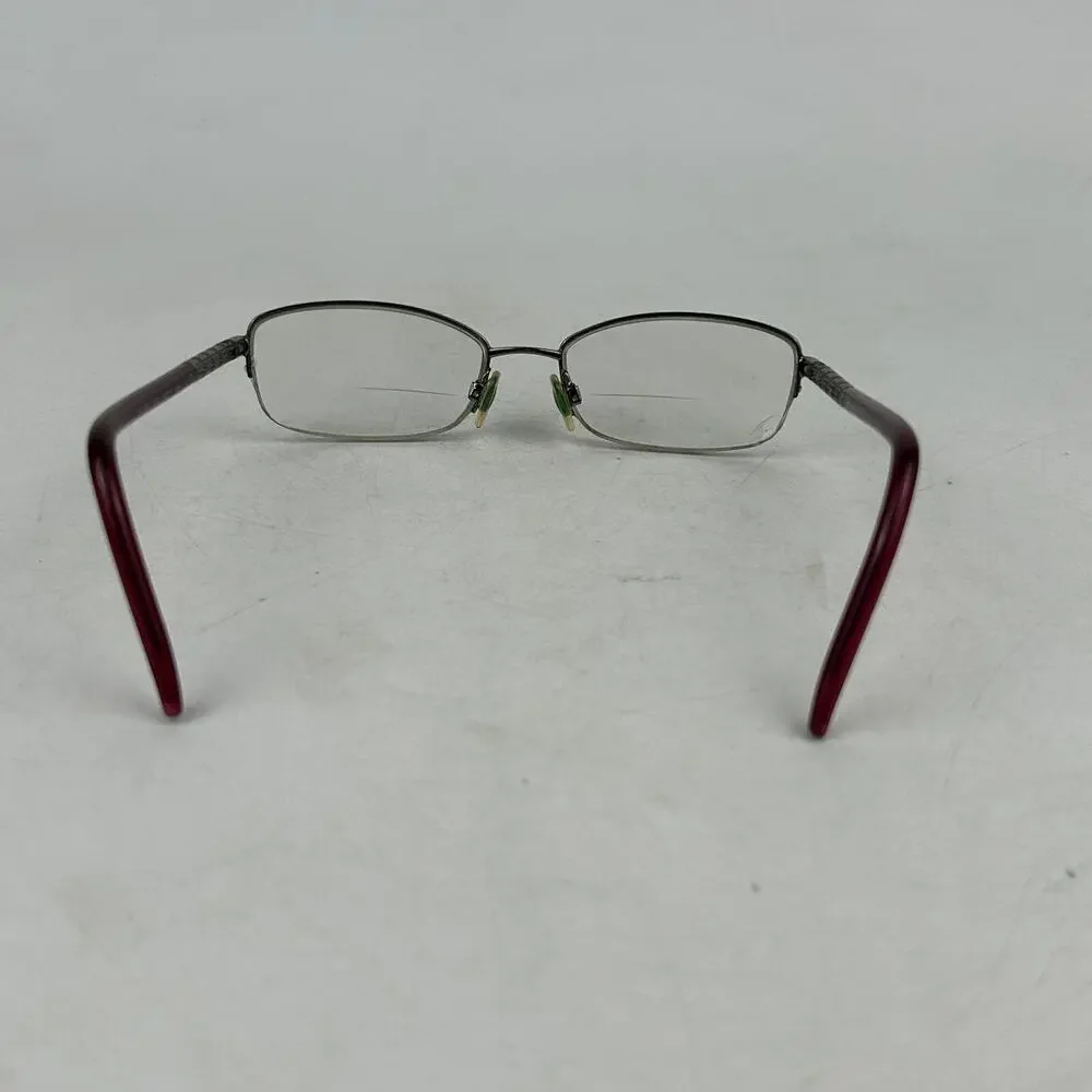 Burberry B1157 1003 Eyeglasses Frame Womens Silver Burgundy Half Rim 52-17-135mm